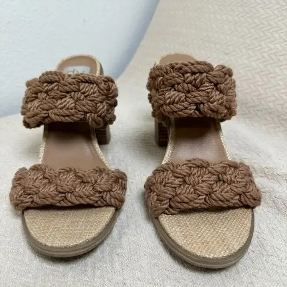 DV by Dolce Vita Roulette Toffee Brown Woven Block Heel Sandals Women’s 10 - Picture 6 of 12